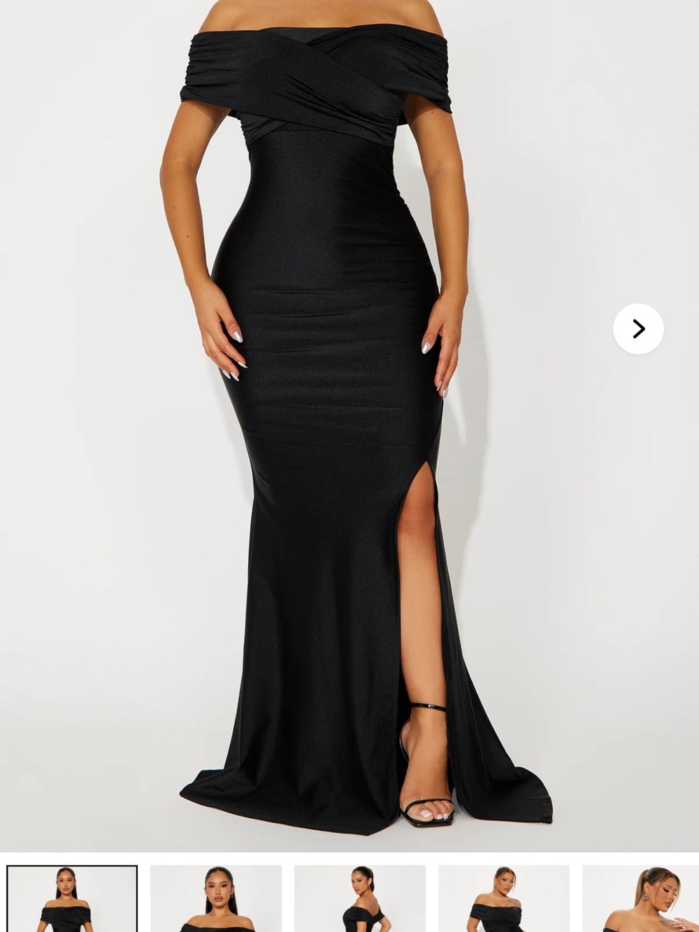 Fashion Nova One-Shoulder Black Evening Gown with Thigh Slit